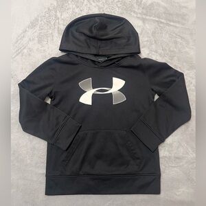 Kids Under Armour Black hoodie pullover fleece lined sweater with pocket (6)